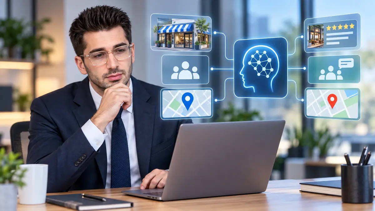 Business owner checking whether an AI search tool understands their services