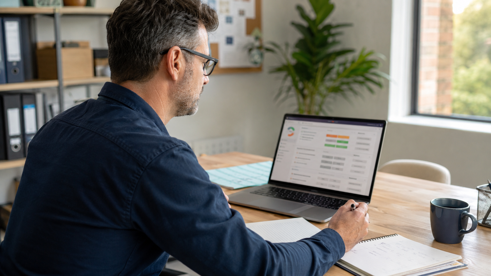 Small business owner reviewing visibility findings and choosing relevant optional improvements
