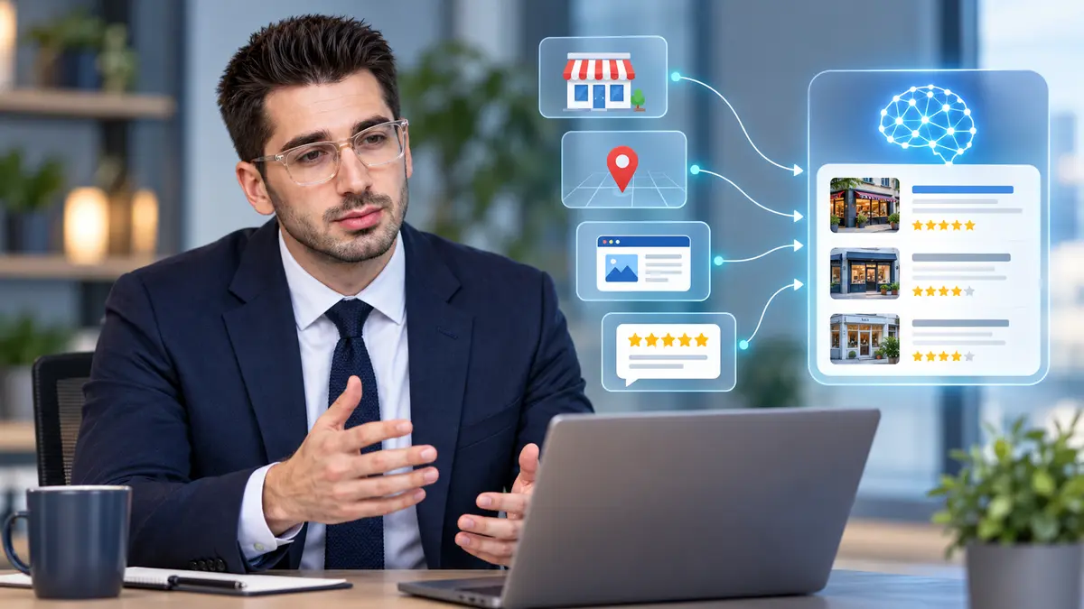 Local business information being assessed by an AI search system