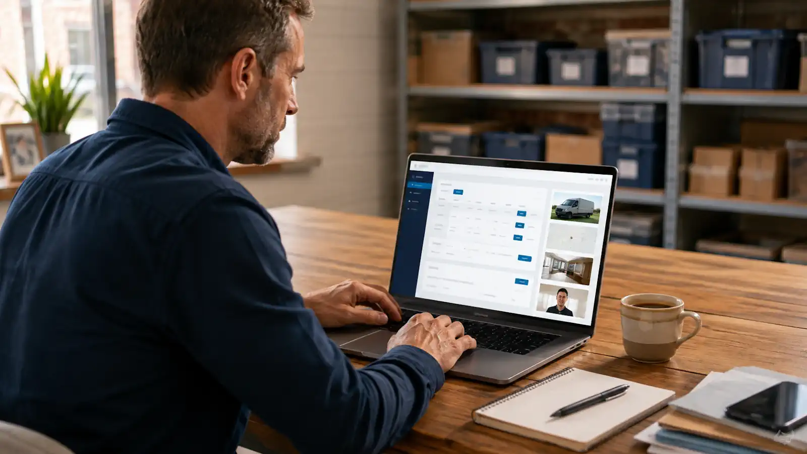 Local business owner managing services, areas and images through a clear website dashboard.