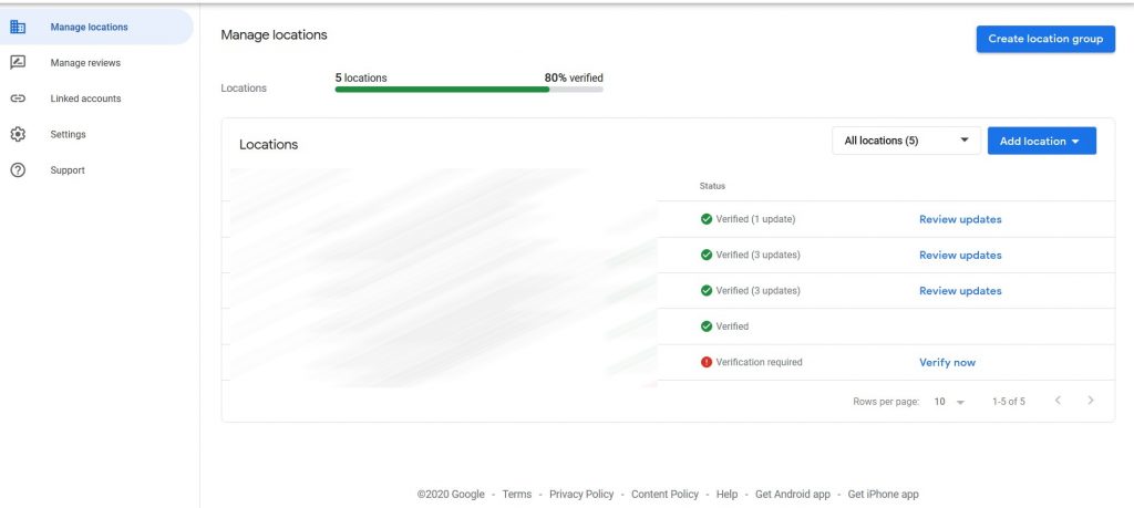 GMB dashboard